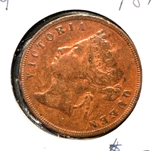 Straits settlements  1877  cent  KM 9  VF+
