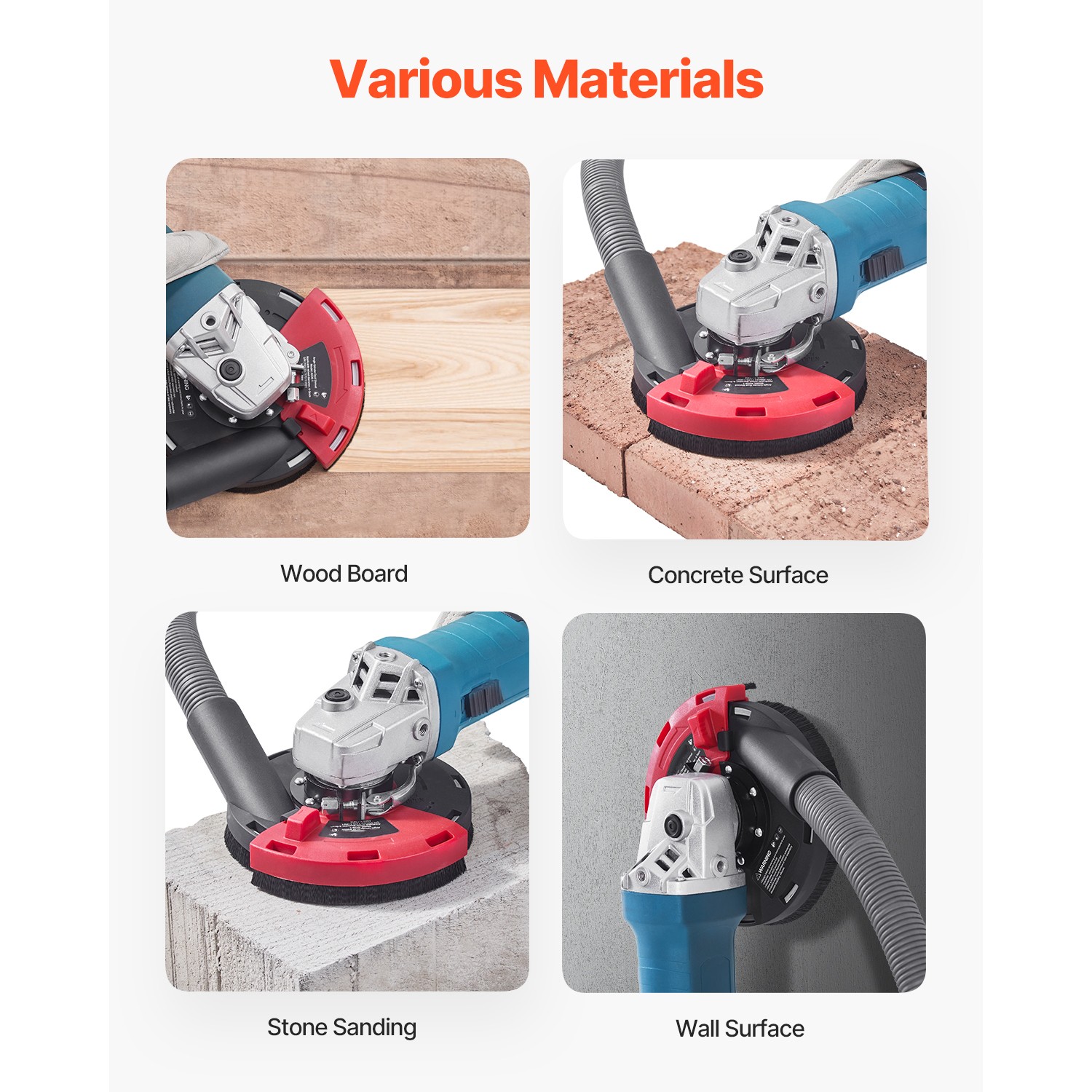 Angle Grinder Dust Shroud 4-5 in with 6 Clamping Washers Connect to Vacuum