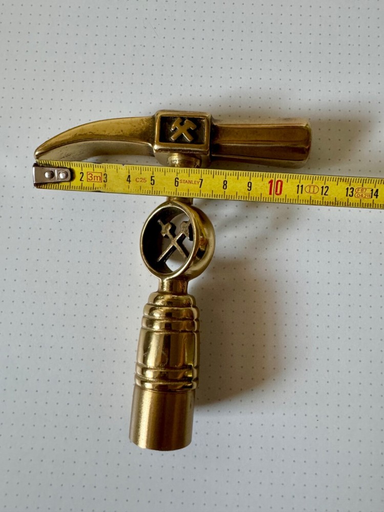 Vintage Firemans Solid Brass Claw Hammer Head Cane Handle- Engraved- Unique 50s