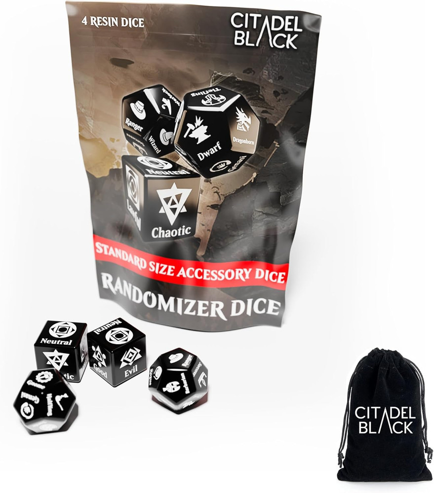 Character Randomizer Dice Set - Randomize Class, Race, & Alignment for Character