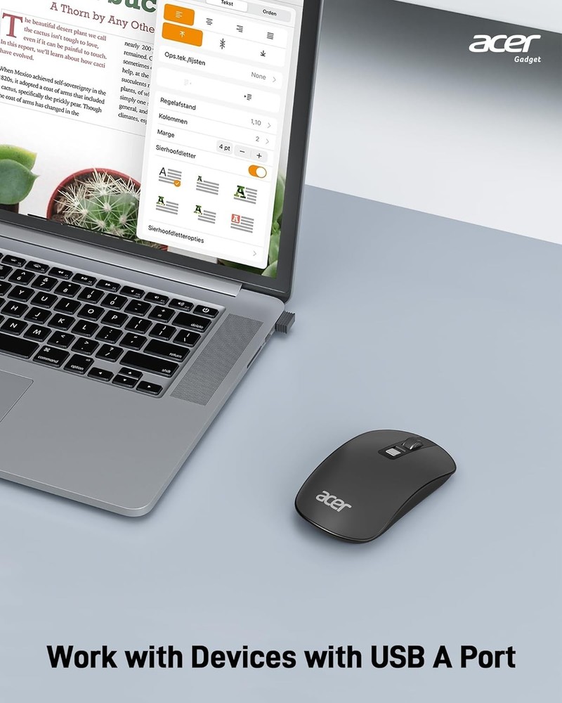 acer Computer Mouse Wireless, 2.4G Slim USB Wireless Mice with Black