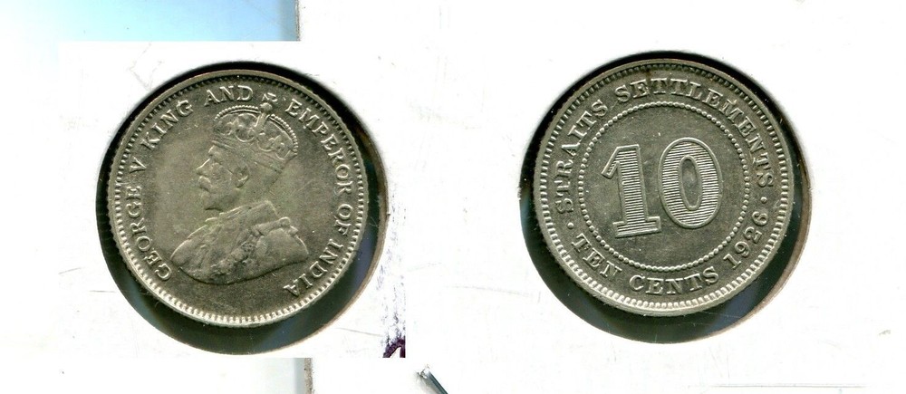 1926 STRAITS SETTLEMENT .10 COIN XF 3098T