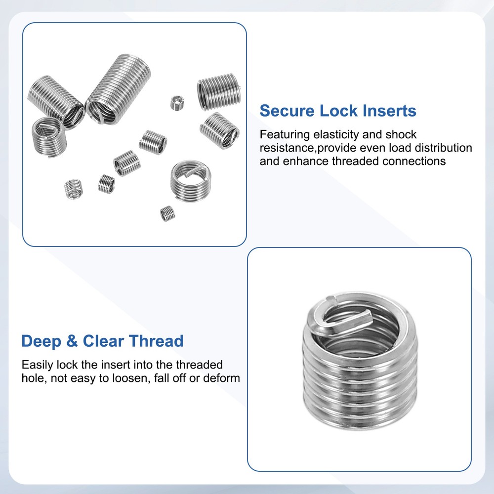 20pcs Wire Thread Inserts 8#-32 UNC 1.5D 6.3mm Helical Threaded Sleeve