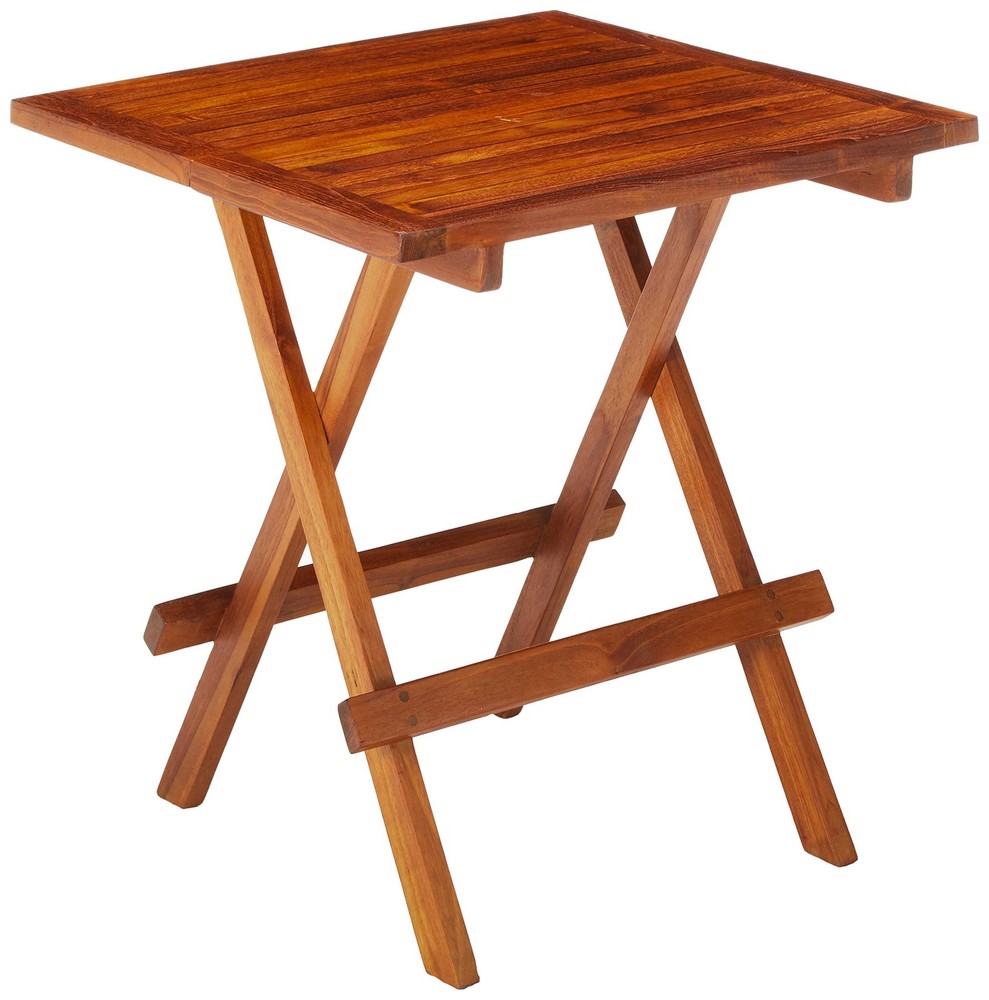 Ravinia Folding Teak Small Table, Oiled Finish Brown