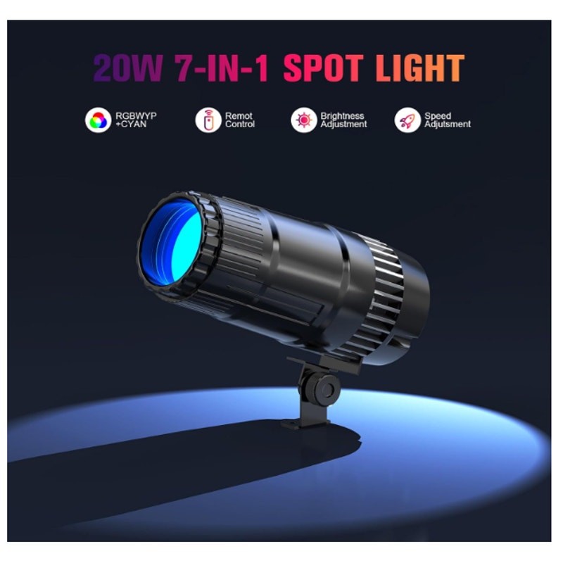 20W Pinspot Light RGBWYP+Cyan LED Beam Spot Lights, Stage Lights NO REMOTE