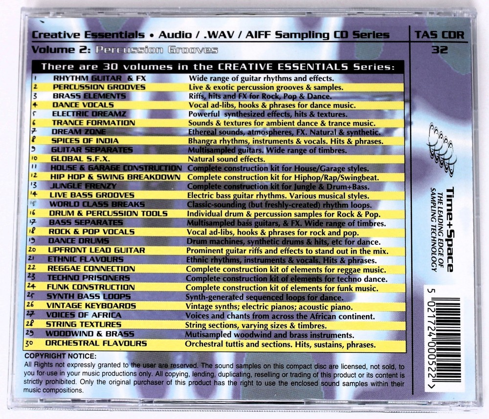 Zero-G Creative Essentials 2 Percussion Grooves Sample/Sound Library/Sampling CD