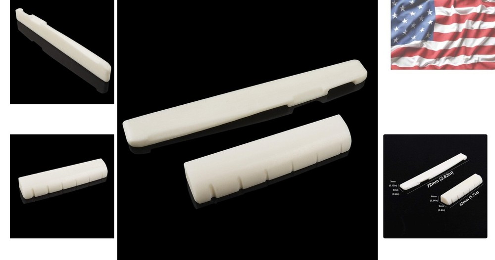 Bone Nut and Saddle Set for 6-String Acoustic Guitars - Light & Durable