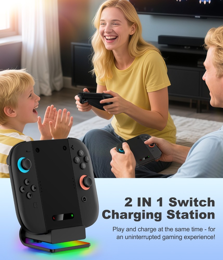 Switch 2 Charging Grip Stand Compatible with Joycon 2 Controller Charger LED