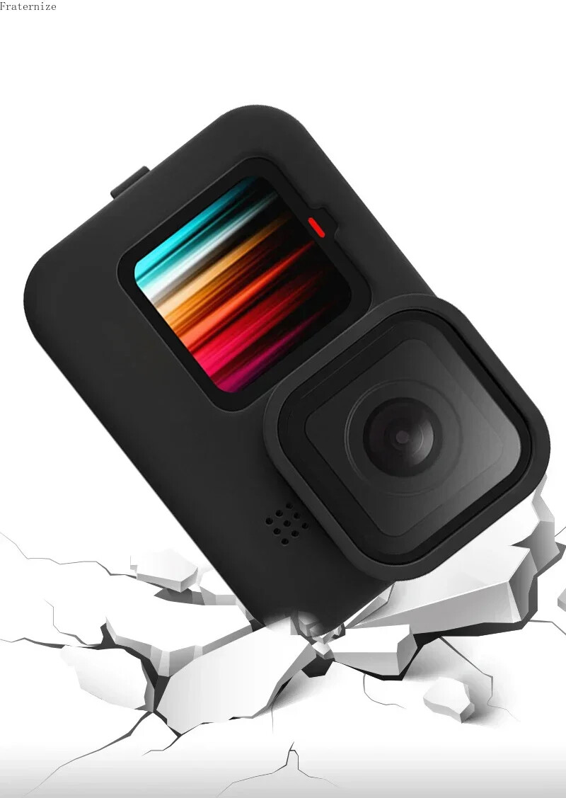 Black Silicone Case for GoPro Hero 12/11/10/9 Screen Protectors Lens Caps Kit