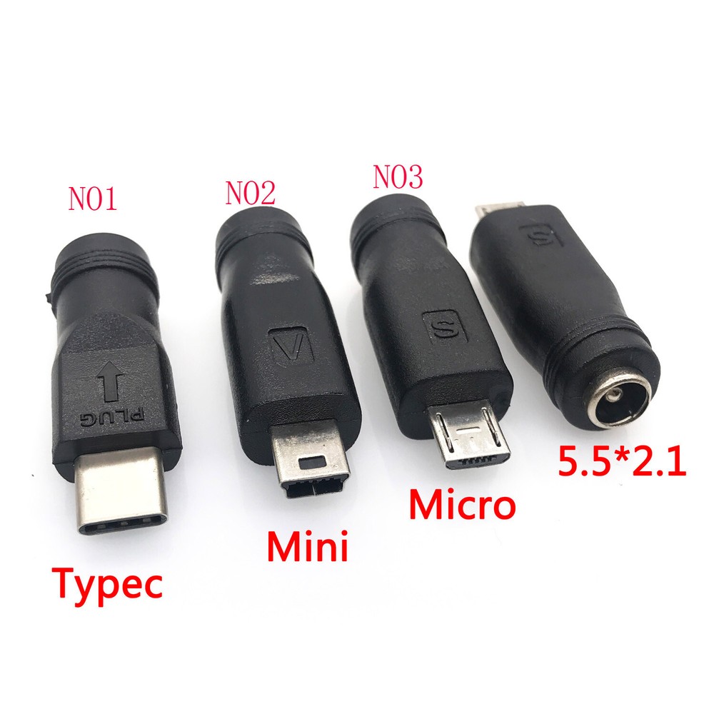 DC 5.5 × 2.1mm Power Jack USB 3.1 Type C Mini USB Micro Power Connector Adapter