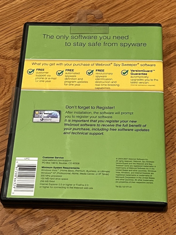 Webroot Spy Sweeper (Windows 98 SE, 2000, Me, XP Minimum Requirements)