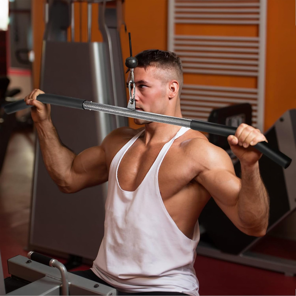 39 Inch LAT Pull Down Bar with Non Slip Handles Cable Machine Attachment