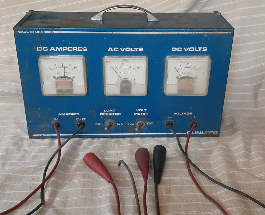 Vintage Dunleer Automotive Car Portable Alternator Tester AC/DC Volts, Ammeter