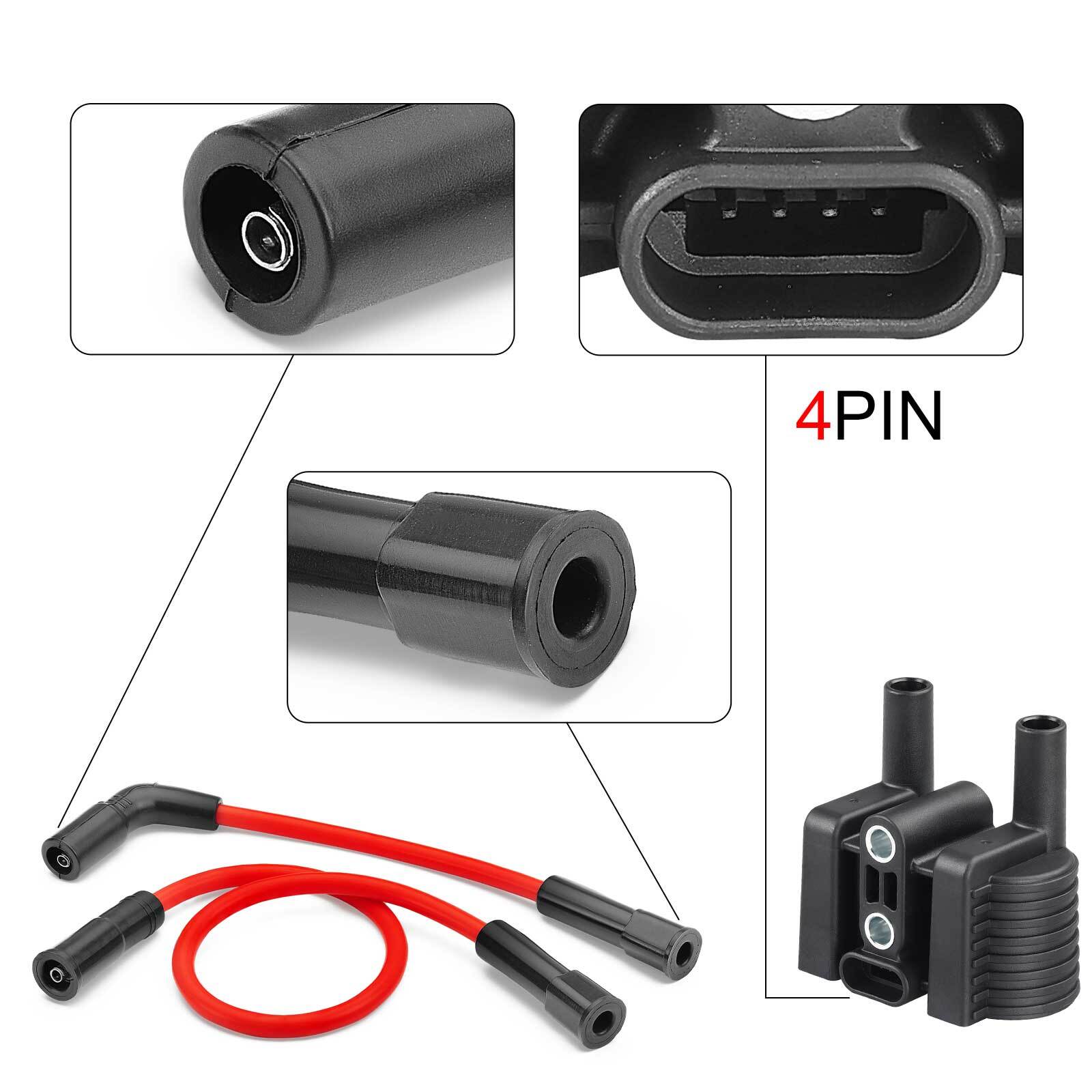 Ignition coil & Spark Plug Wire Cap Set for XL1200 XL883 XL50 Sportster SuperLow