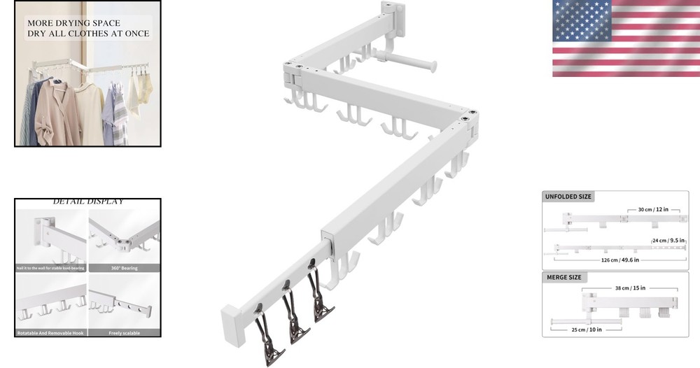 Tri-Fold Wall Mounted Drying Rack - Efficient & Stylish Laundry Solution