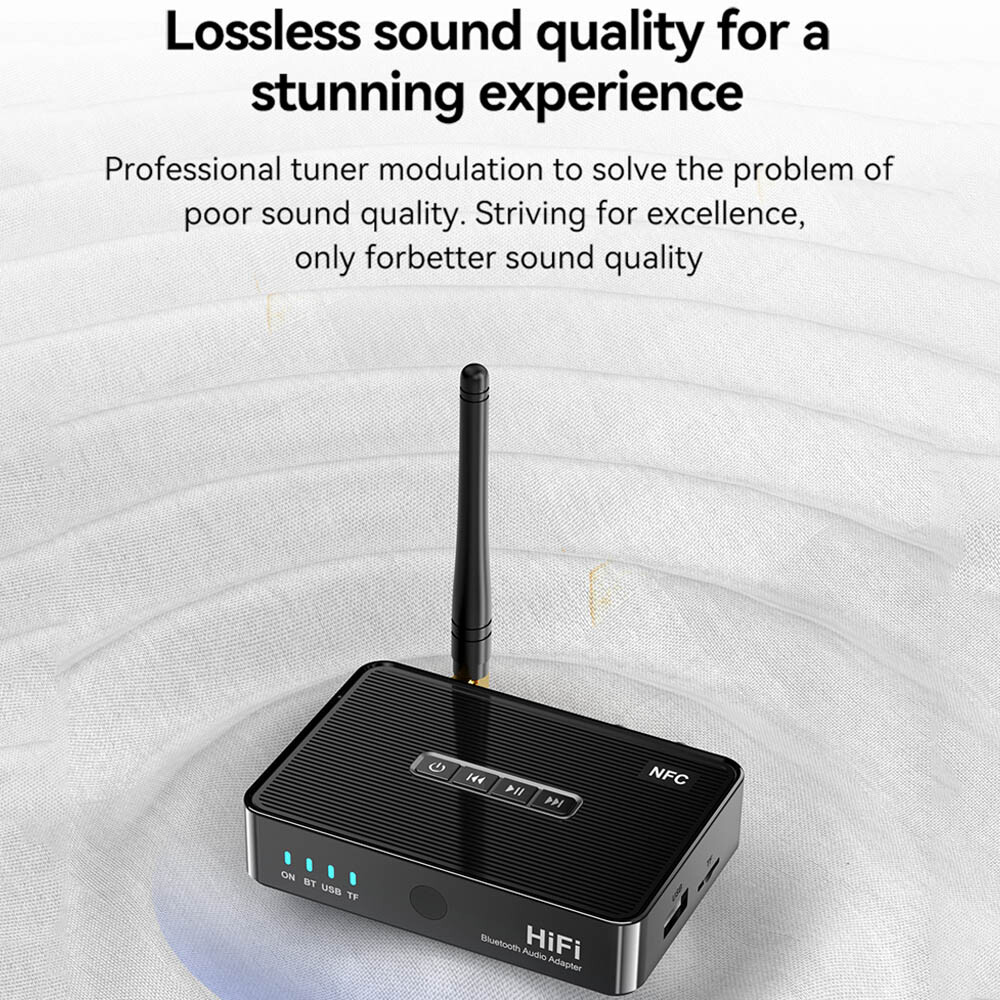 Bluetooth 5.1 Receiver NFC Wireless RCA to 3.5mm 6.5mm Aux Audio Stereo Adapter