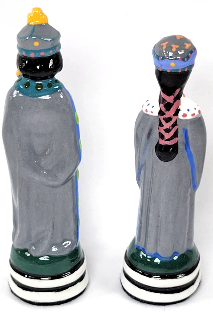 Ceramic Chess Set NO BOARD Hand Painted Ceramic Glazed Chess Pieces 32 + EXTRAS