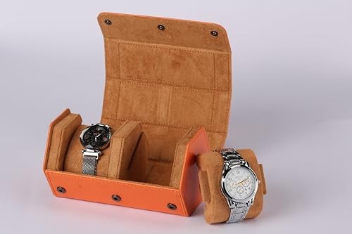 Watch Case, 2 Slots Leather case 2 slots Orange