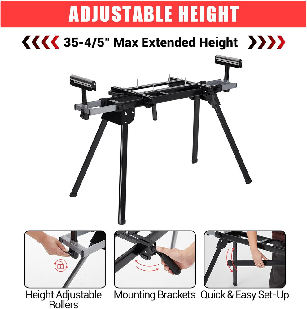 Miter Saw Stand with Quick Release Tool Mounting System, Universal Miter Saw Tab
