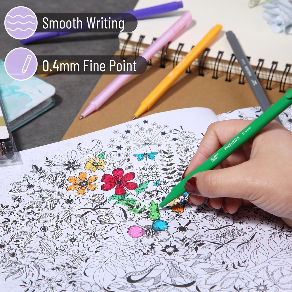 Mr. Pen- Fineliner Pens Colored, 18 Pack, Ergonomic Triangular Multicolor