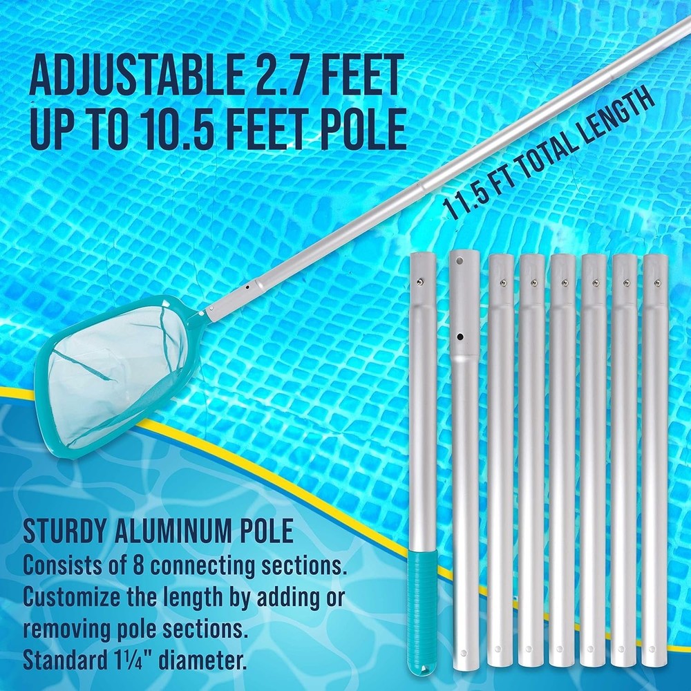 11.5ft Pool Leaf Skimmer Net with Telescopic Pole - Effortless Cleaning Solution