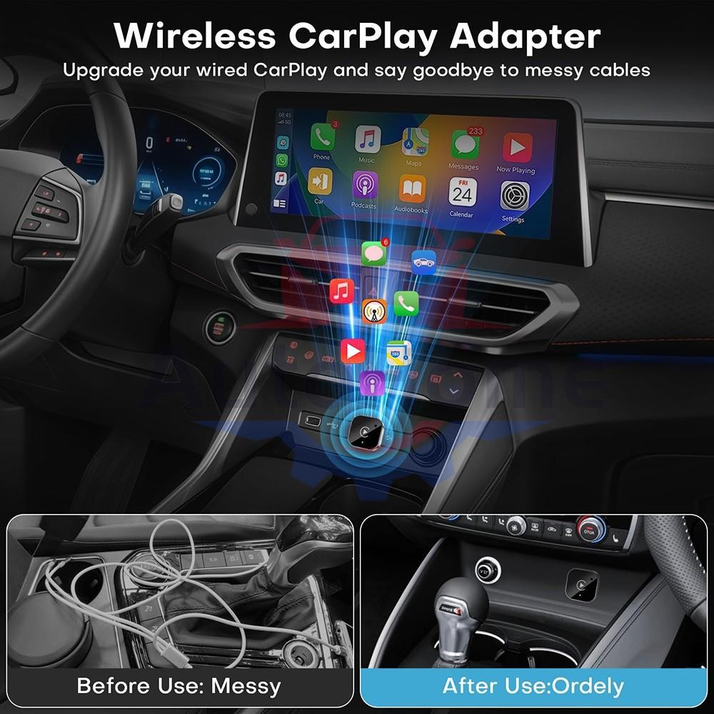 Wireless CarPlay Adapter for Apple iPhone & Android Auto USB Adapter Plug & Play