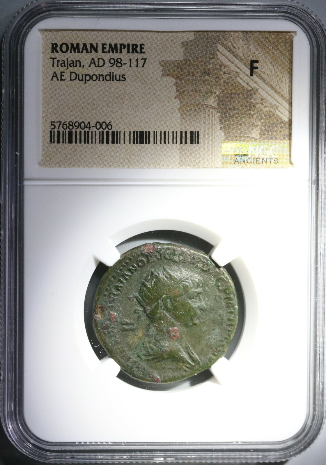 113 NGC F Trajan's Column Dupondius Roman Empire Military Monument (20042701C)