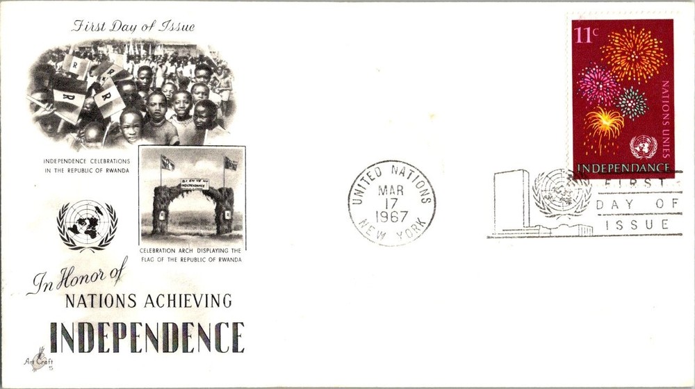 United Nations 1967 First Day FDC - Nations Achieving Independence Scott UN 169