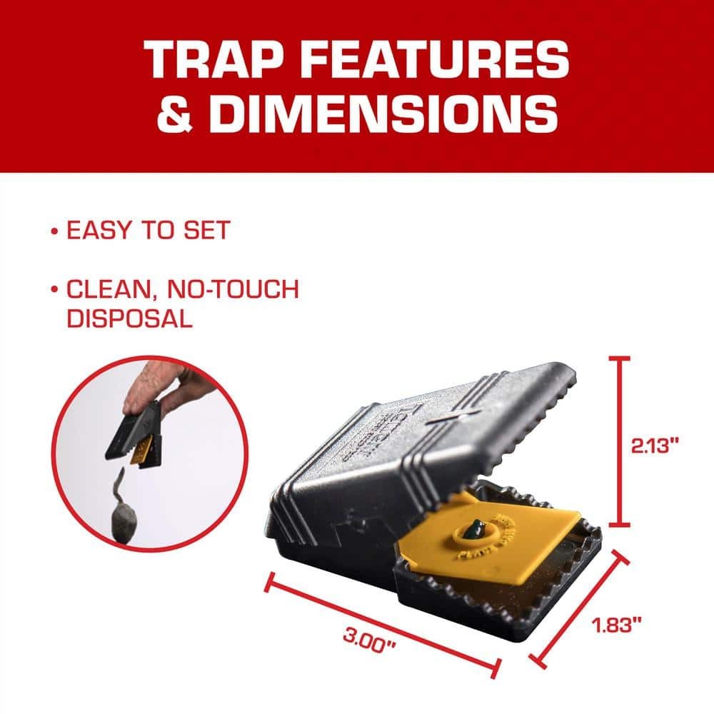 Mouse Snap Trap, Effectively Kills Mice for Clean, No-Touch Disposal, 4 Traps