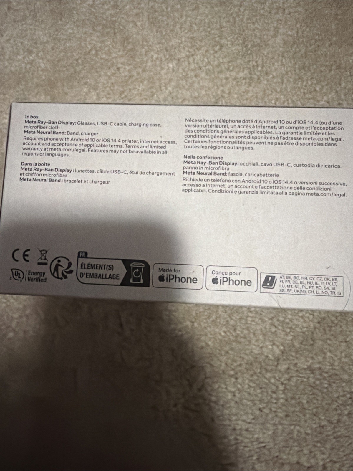 BRAND NEW Meta Ray Ban-Display w/ Neural Band SZ 3 Standard Black Frame In Hand