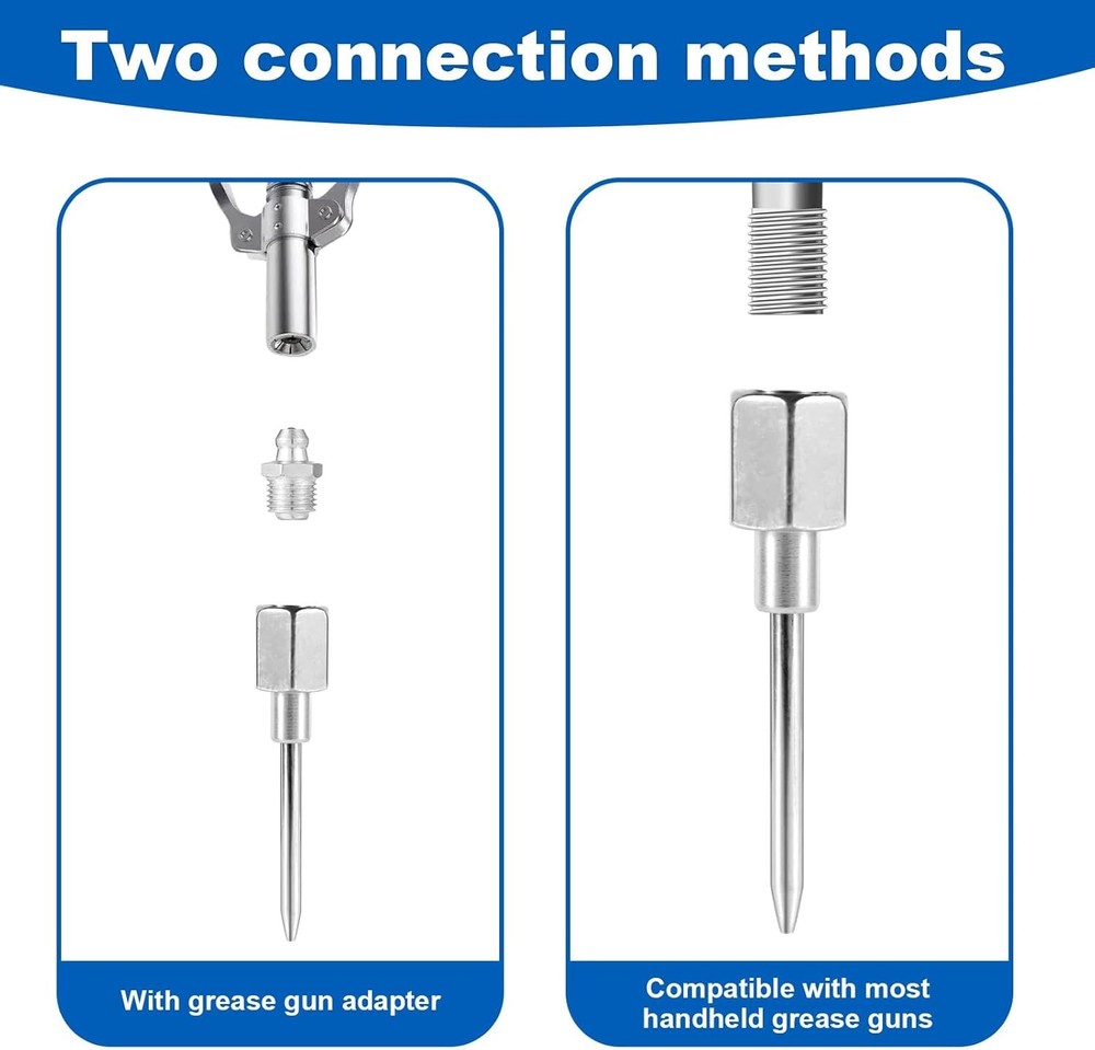 8pcs Grease Gun Accessory Kit, 2 Sharp Tip Nozzles 2 Flat Tip Nozzles + Dispense