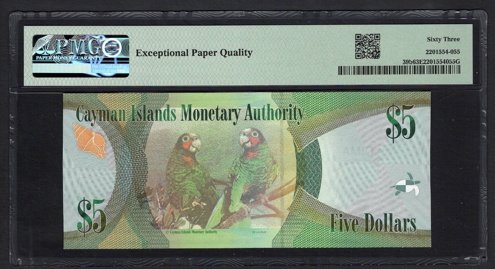 Cayman Islands 5 Dollars 2014 P39b Uncirculated Grade 63