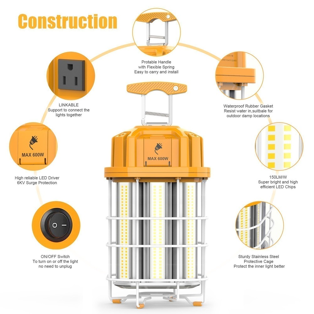 150W Industrial LED Temporary Work Light Linkable Constructions Jobsite Lighting