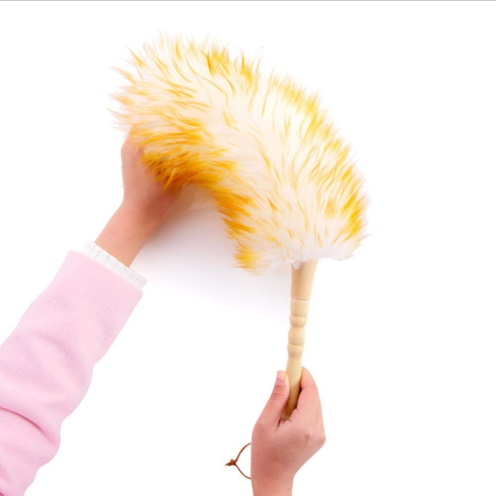 Lambswool Duster with Solid Wooden Handle,Leather Hang Strap,18.9 inch Long,N...