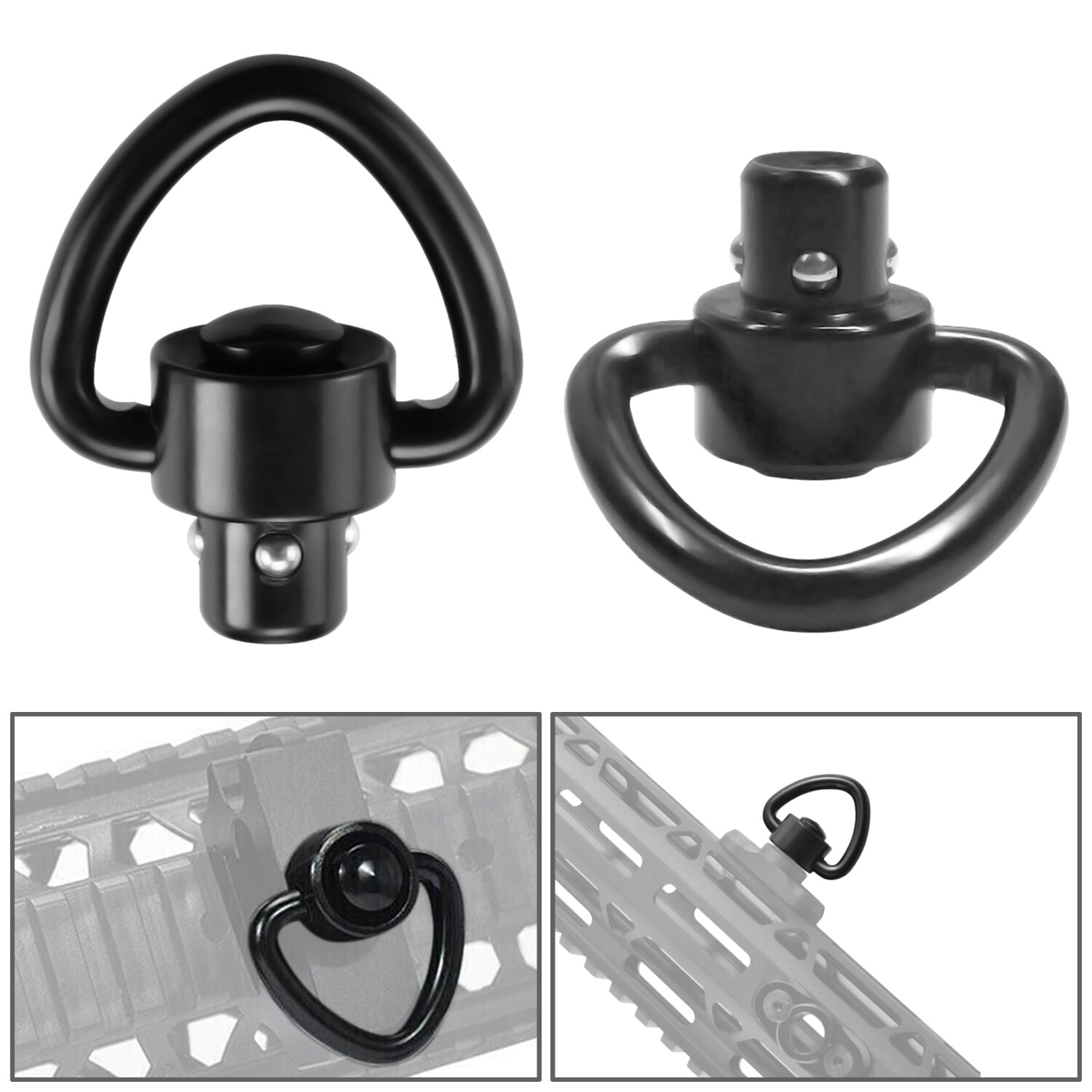 2 PCS D-Loop Quick Detach Set 1" Heavy Duty QD Sling Swivels with Push Button