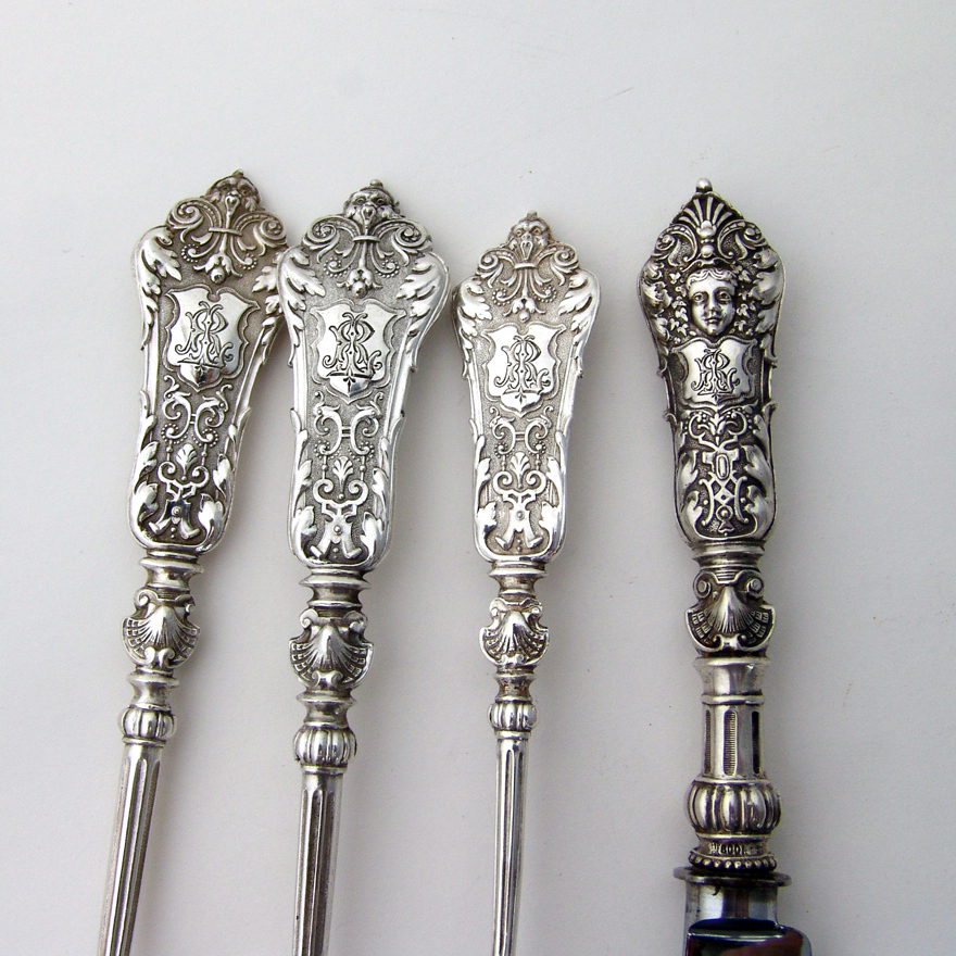 Renaissance Dinner and Luncheon Flatware Set 800 Silver 1890 Bruckmann