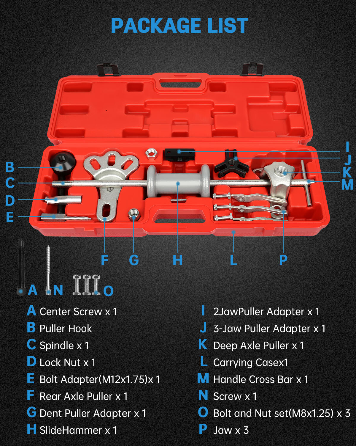 Slide Hammer Dent Puller Tool Kit Wrench Adapter Axle Bearing PULLE Hub Auto