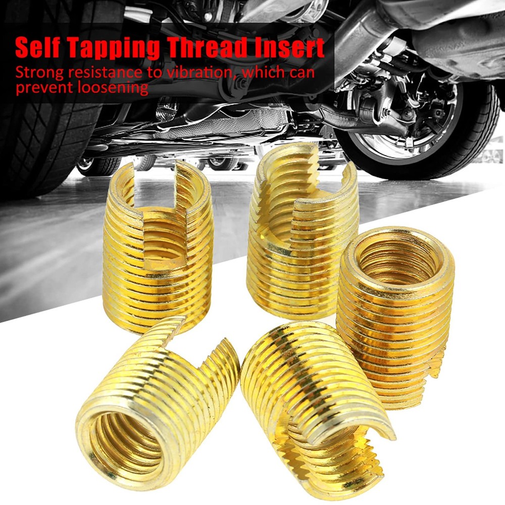 50PCS Self Threaded Inserts, Thread Repair Kit, Slotted Tapping, Metal