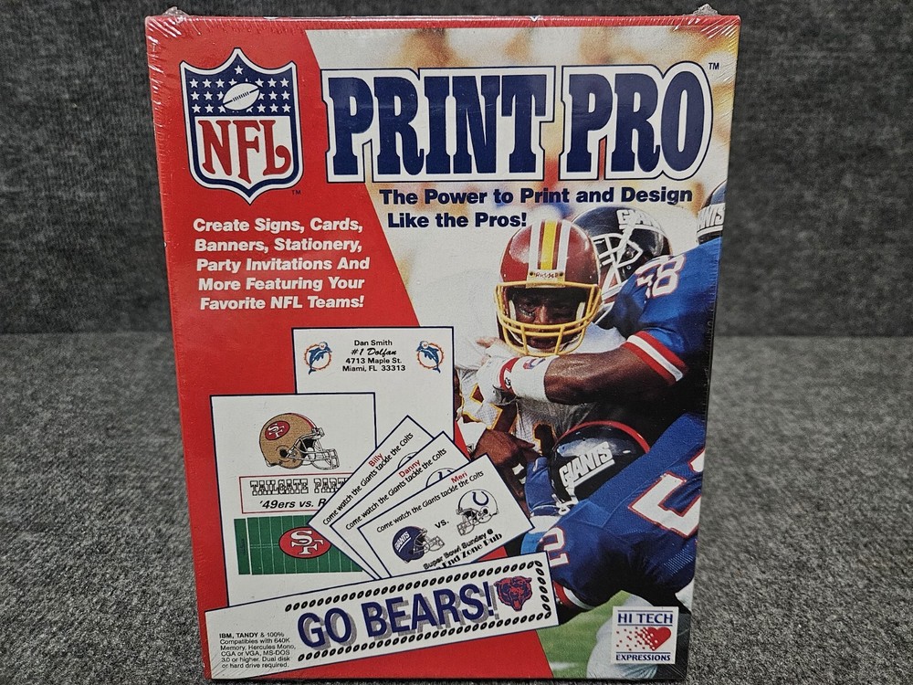 Vintage NFL Print Pro PC Software MS-DOS
