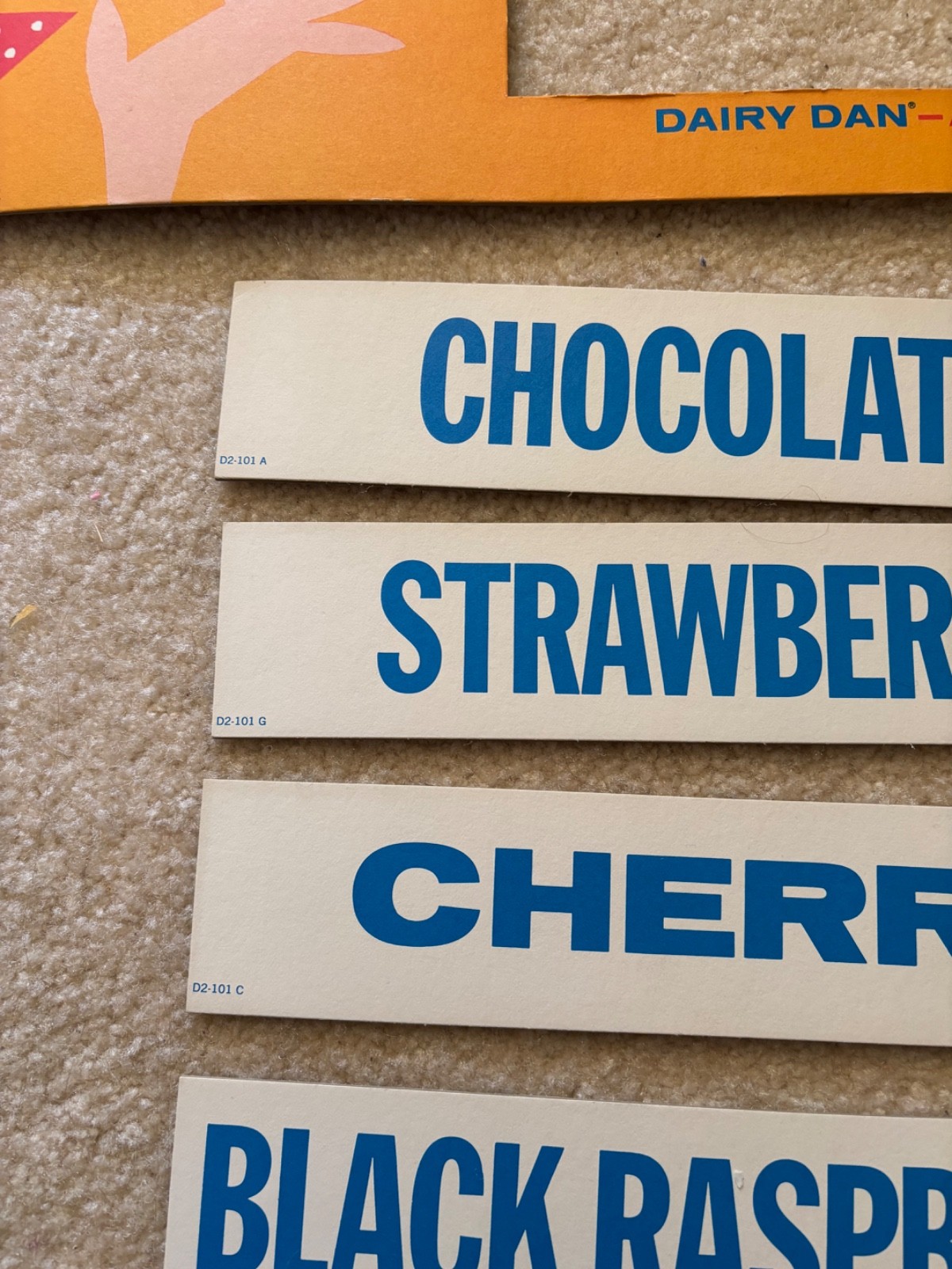 1962 Vintage Dairy Dan Inc. Ice Cream, Daily Flavor Menu Board