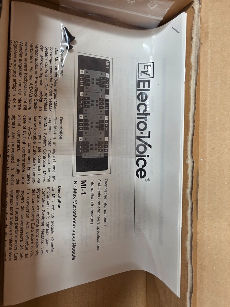 Electro Voice MI-1 N8000 Microphone Input Module