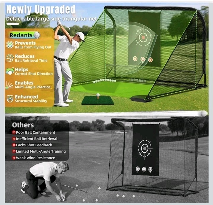 10x7FT Golf Practice Net with 2 Side Nets - Easy Set Up Backyard Driving Range,