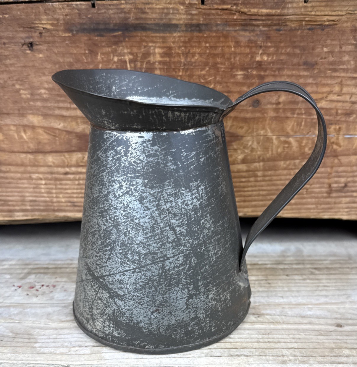 Early Antique Tin Pitcher Tinsmith Made Primitive Pitcher