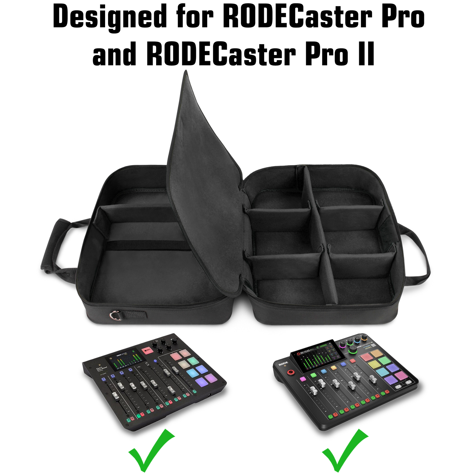 USA GEAR RODECaster Pro Case - Hold Podcaster, Mixer, Microphones, and More