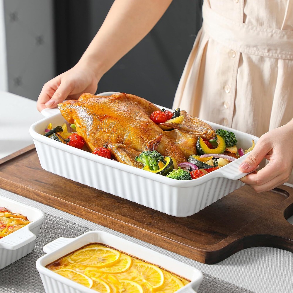 Oven Casserole, Ceramic Baking Pan, Ceramic Bakeware Set of 4