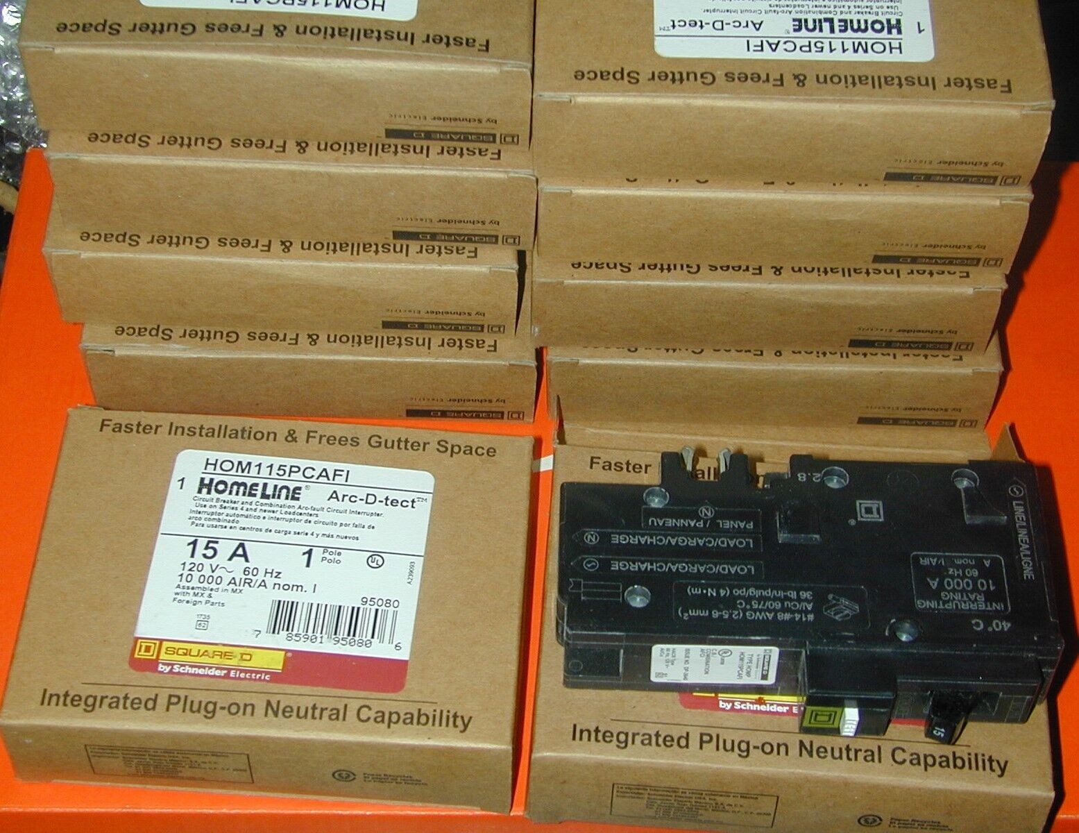 10 x SQUARE D HOMELINE HOM115PCAFI 15A PLUG ON NEUTRAL ARC-FAULT AFCI NEW