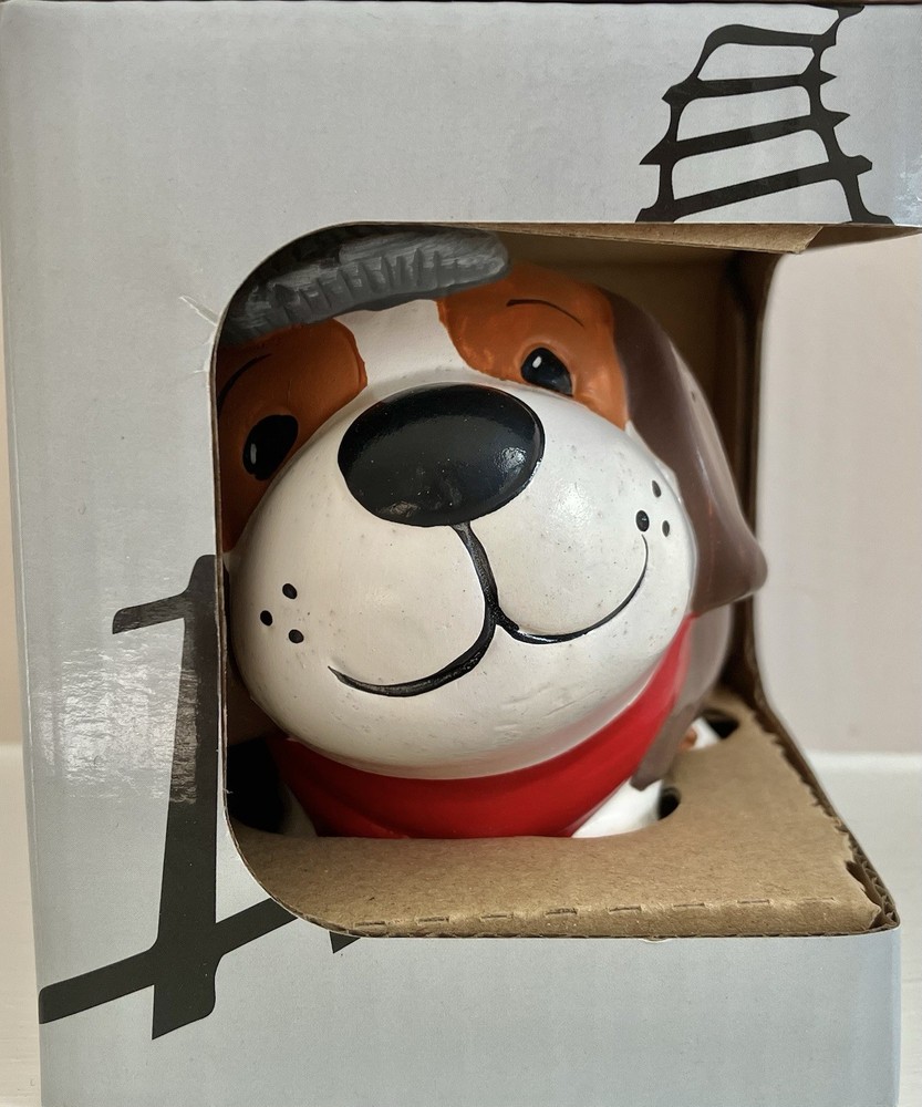 CERAMIC PLANTER DOG TRAIN ENGINEER THEME NEW