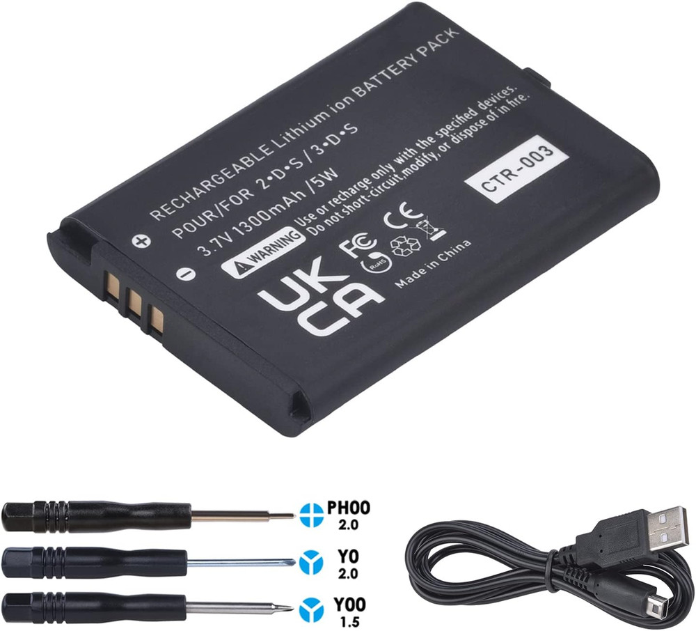 1300Mah CTR-003 CTR003 Battery Compatible with Nintendo 3DS 2DS Gaming Console +