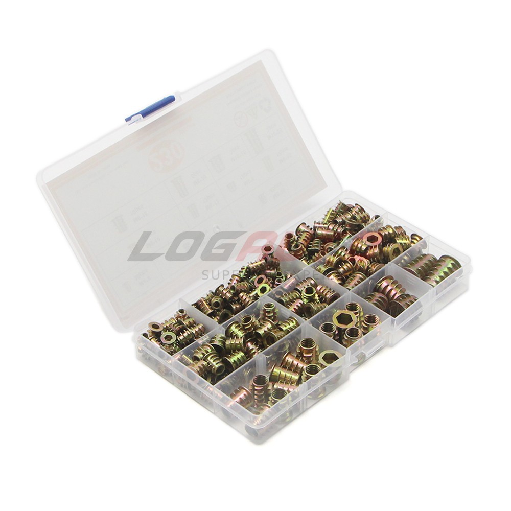 230Pcs Threaded Hex Socket Drive Wood Screws Inserts Nuts Assortment Kit M4-M10