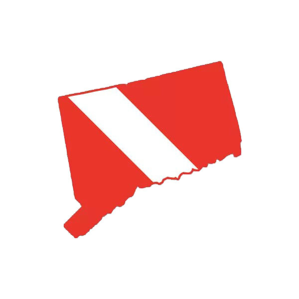 Connecticut State Shaped Diver Down Flag Sticker Decal